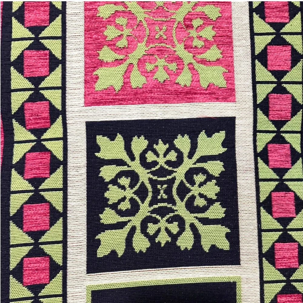 MCM Home Decor Table Runner Art Deco Black White Tapestry Made in USA 72